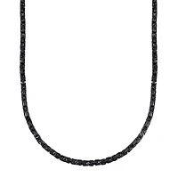 Mens Black Ion-Plated Stainless Steel Byzantine Chain Necklace