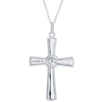 Womens Enhanced Blue Turquoise Sterling Silver Cross 18 Inch Pendant Necklace