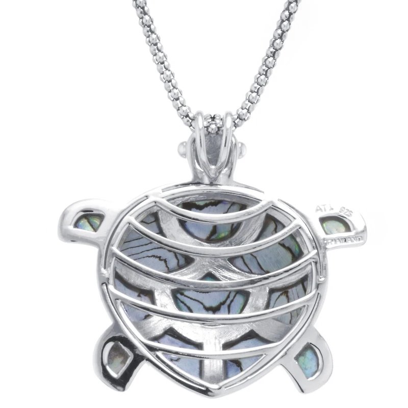 Turtle Womens Genuine Abalone Sterling Silver 18 Inch Pendant Necklace