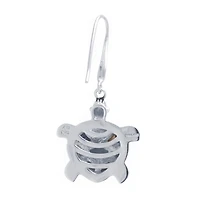 Turtle Womens Genuine Abalone Sterling Silver Drop Earrings