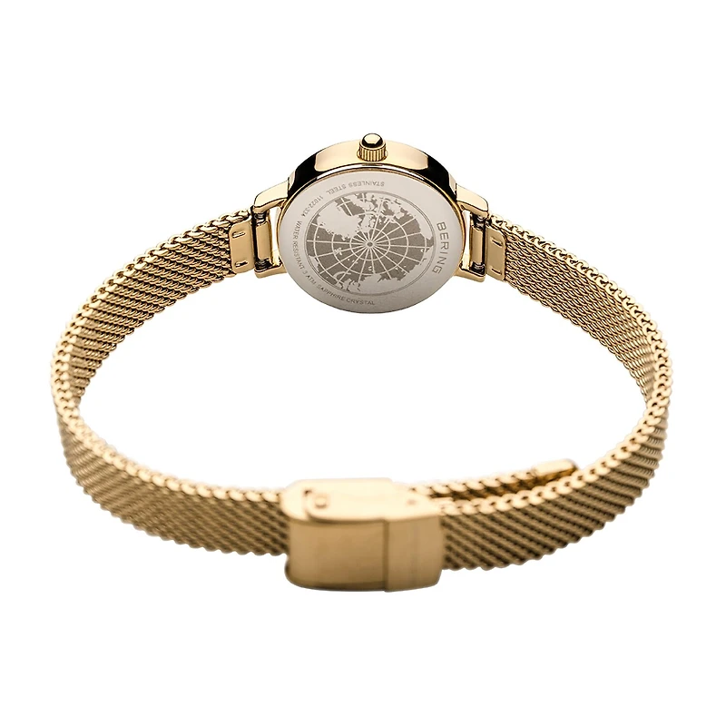 Bering Womens Gold Tone Stainless Steel 2-pc. Watch Boxed Set 11022-334-1-Gwp190