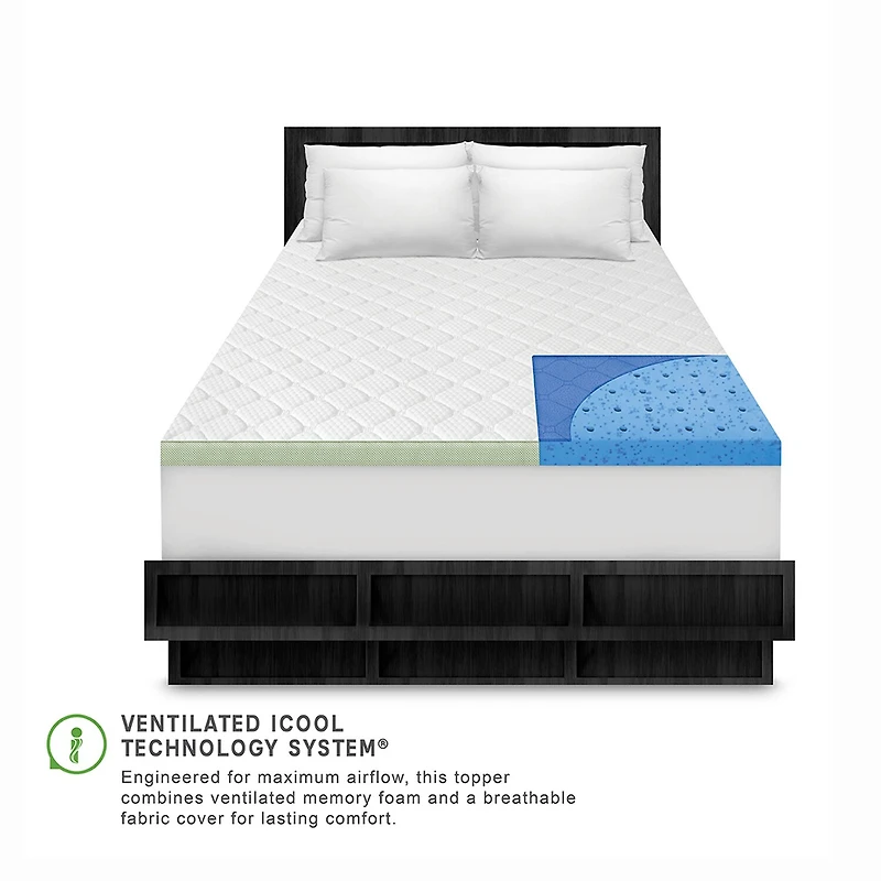 SensorPedic Cooling Quilted 3" Memory Foam Topper
