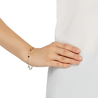 Womens 14K Gold Hollow Cross 7 Inch Link Bracelet