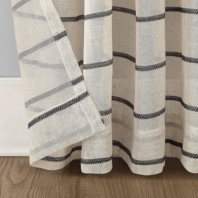 Clean Window Twill Stripe Anti-Dust Rod Pocket Sheer Single Curtain Panel