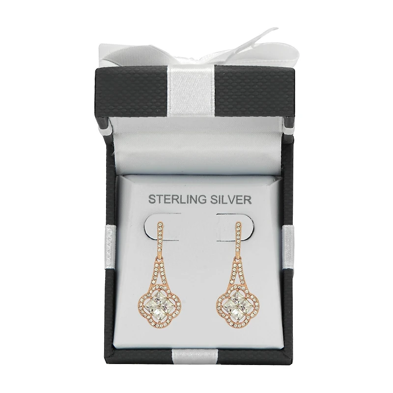 Deal Zone Womens 3 1/2 CT. Genuine White Crystal Sterling Silver Drop Earrings