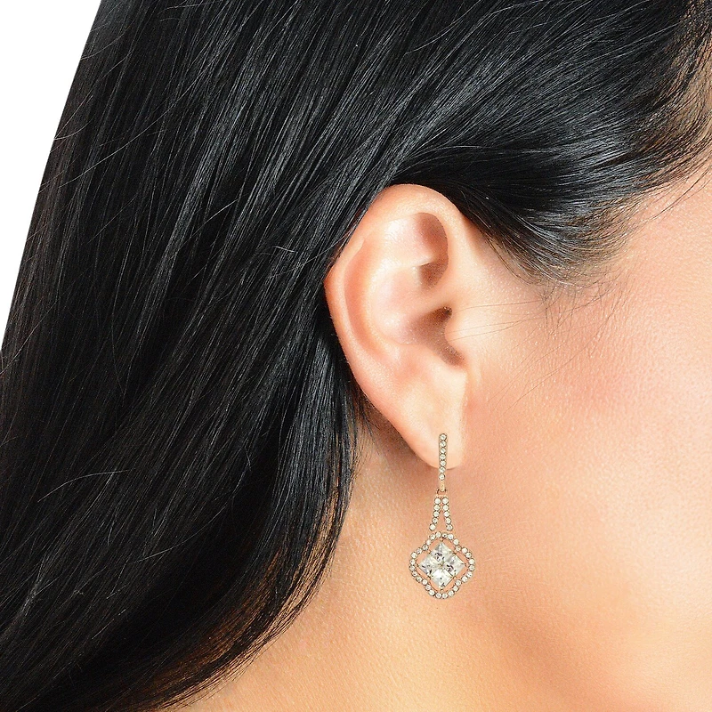 Deal Zone Womens 3 1/2 CT. Genuine White Crystal Sterling Silver Drop Earrings