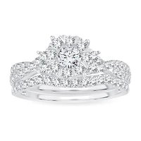 Womens 1 CT. T.W. Natural White Diamond 14K Gold Round Bridal Set