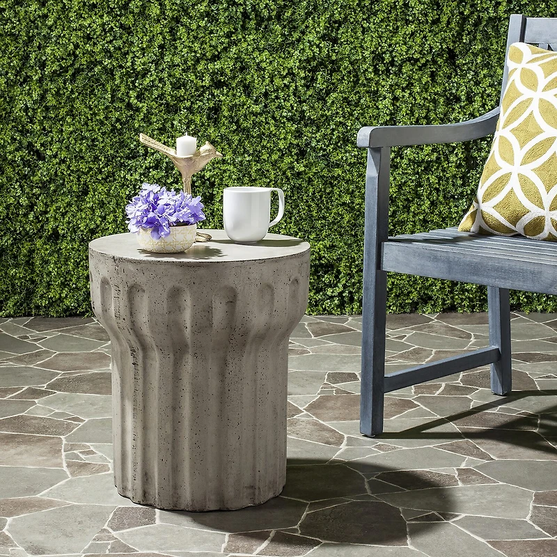 Safavieh Vesta Patio Collection Weather Resistant Concrete Side Table