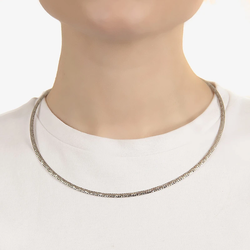 Sterling Silver Diamond-Cut Omega Necklace