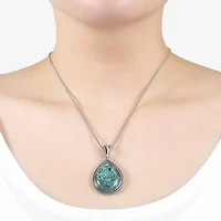 Womens Enhanced Blue Turquoise Sterling Silver 18 Inch Pendant Necklace