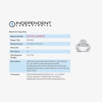 I Said Yes (H-I / I1) Womens 1 CT. T.W. Lab Grown White Diamond Sterling Silver Round Side Stone Halo Bridal Set