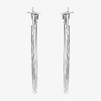 Womens Sterling Silver 36mm Round Hoop Earrings