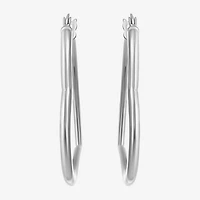 Womens Sterling Silver 30.5mm Heart Hoop Earrings