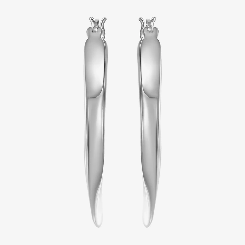 Womens Sterling Silver 31.5mm Round Hoop Earrings