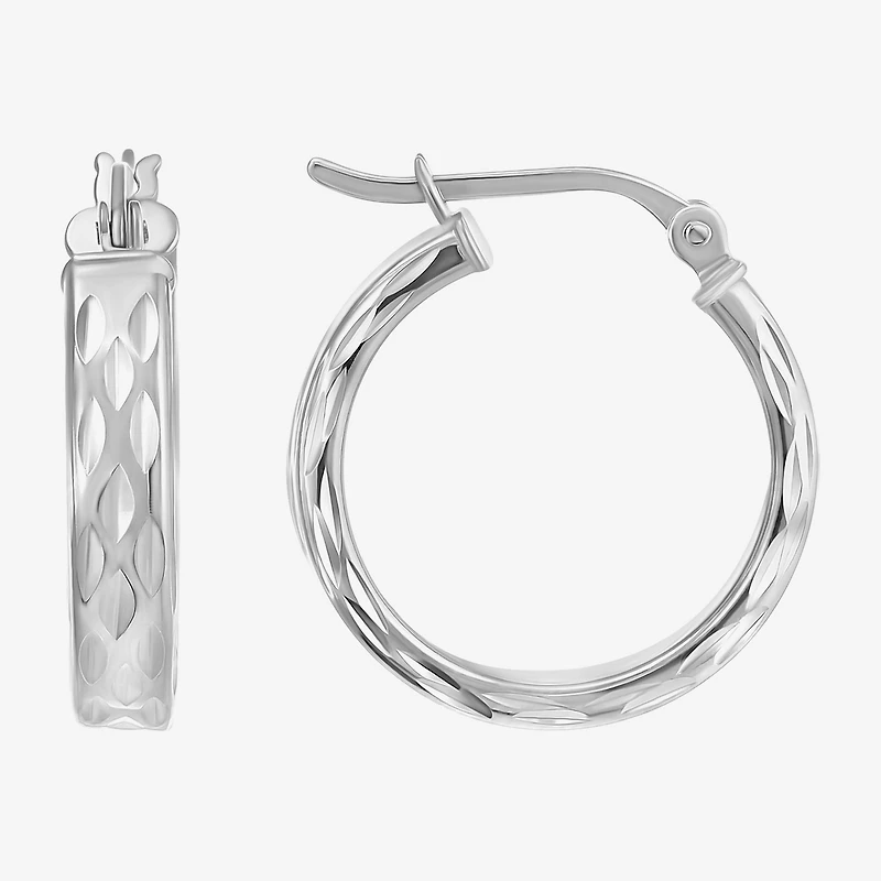 Womens Sterling Silver 20mm Round Hoop Earrings