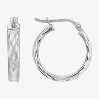 Womens Sterling Silver 20mm Round Hoop Earrings