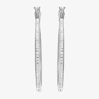 Womens Cubic Zirconia Sterling Silver 34mm Round Hoop Earrings