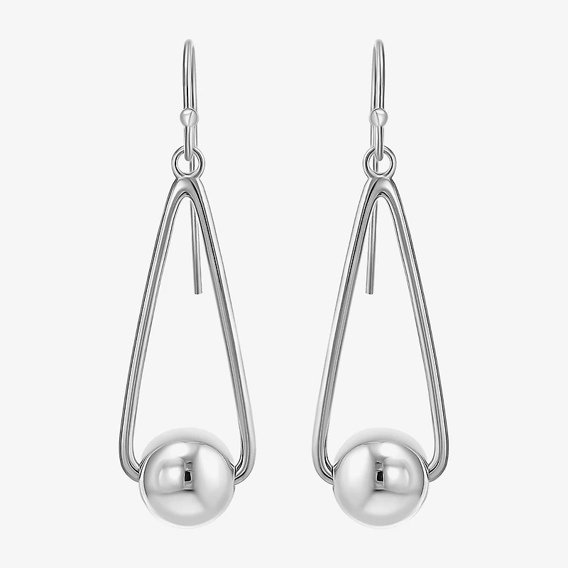 Womens Sterling Silver Ball Round Drop Earrings