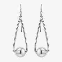 Womens Sterling Silver Ball Round Drop Earrings