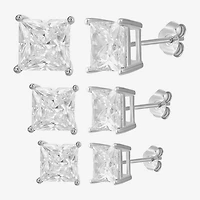 Womens Cubic Zirconia Sterling Silver Round Pair Earring Set