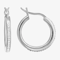 Womens White Crystal Sterling Silver Round 2 Pair Earring Set