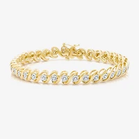 Womens 1/2 CT. T.W. Natural White Diamond 14K Gold Over Silver 7.5 Inch Tennis Bracelet