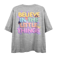 Polly Pocket Believe The Little Things Cropped Tee Womens Juniors Crew Neck Short Sleeve Loose Fit Graphic T-Shirt