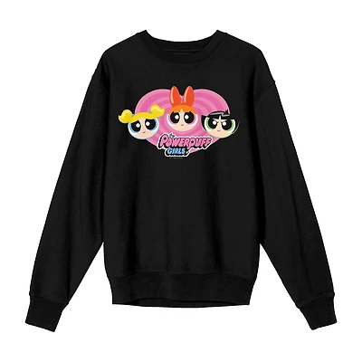 Womens Juniors Crew Neck Long Sleeve Powerpuff Girls Sweatshirt