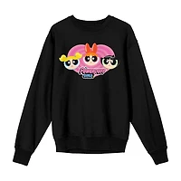 Womens Juniors Crew Neck Long Sleeve Powerpuff Girls Sweatshirt
