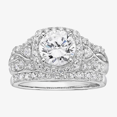 DiamonArt® Womens 2 CT. T.W. White Cubic Zirconia Sterling Silver Bridal Set
