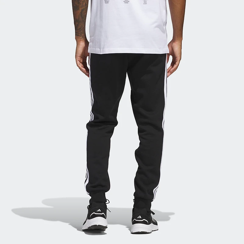 adidas 3 Stripe Mens Cuffed Mid Rise Regular Fit Fleece Active Jogger Pant