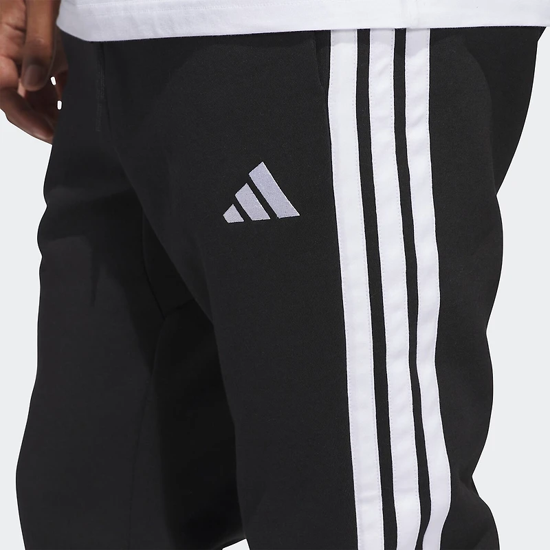 adidas 3 Stripe Mens Cuffed Mid Rise Regular Fit Fleece Active Jogger Pant
