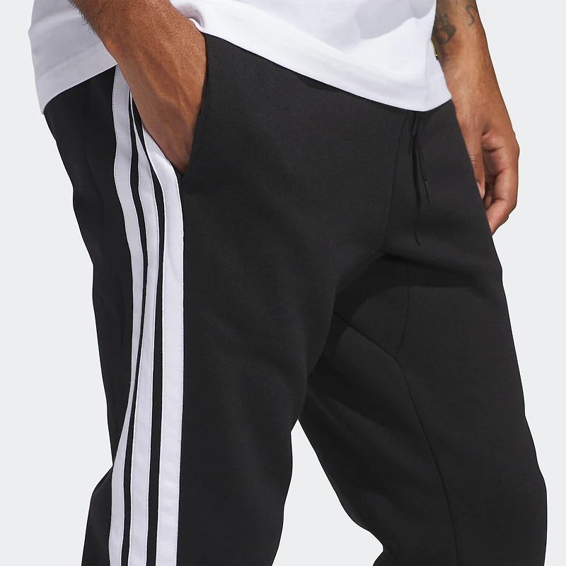 adidas 3 Stripe Mens Cuffed Mid Rise Regular Fit Fleece Active Jogger Pant
