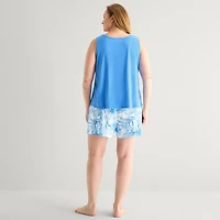 Liz Claiborne Womens V-Neck Sleeveless 2-pc. Plus Tank Top Pajama Set