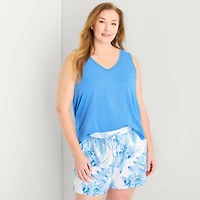 Liz Claiborne Womens V-Neck Sleeveless 2-pc. Plus Tank Top Pajama Set