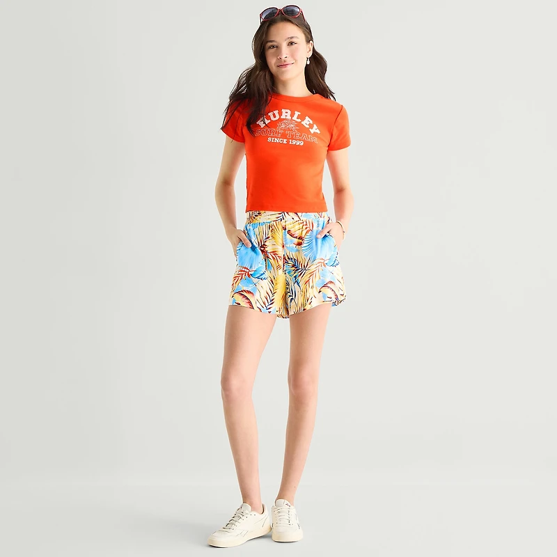 Hurley Womens Mid Rise Juniors Pull-On Short