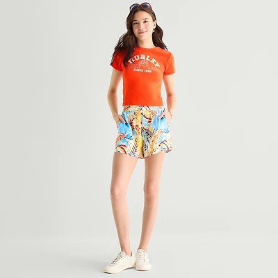 Hurley Womens Mid Rise Juniors Pull-On Short