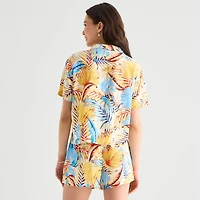 Hurley Womens Juniors Drop Shoulder Short Sleeve Loose Fit Button-Down Shirt