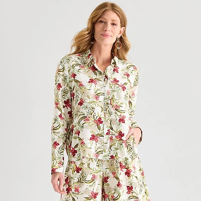 Liz Claiborne Womens Long Sleeve Blouse