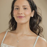 Diamond Blossom (F / Vs2) Womens 1 CT. T.W. Lab Grown White Diamond 10K Gold Flower 18 Inch Pendant Necklace