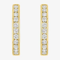 (G-H / Si2-I1) Womens 1 CT. T.W. Lab Grown White Diamond 14K Gold Over Brass 21.4mm Hoop Earrings