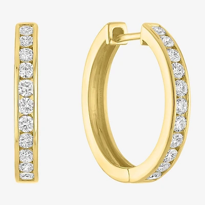 (G-H / Si2-I1) Womens 1 CT. T.W. Lab Grown White Diamond 14K Gold Over Brass 21.4mm Hoop Earrings