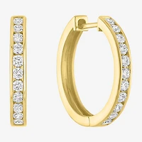 (G-H / Si2-I1) Womens 1 CT. T.W. Lab Grown White Diamond 14K Gold Over Brass 21.4mm Hoop Earrings