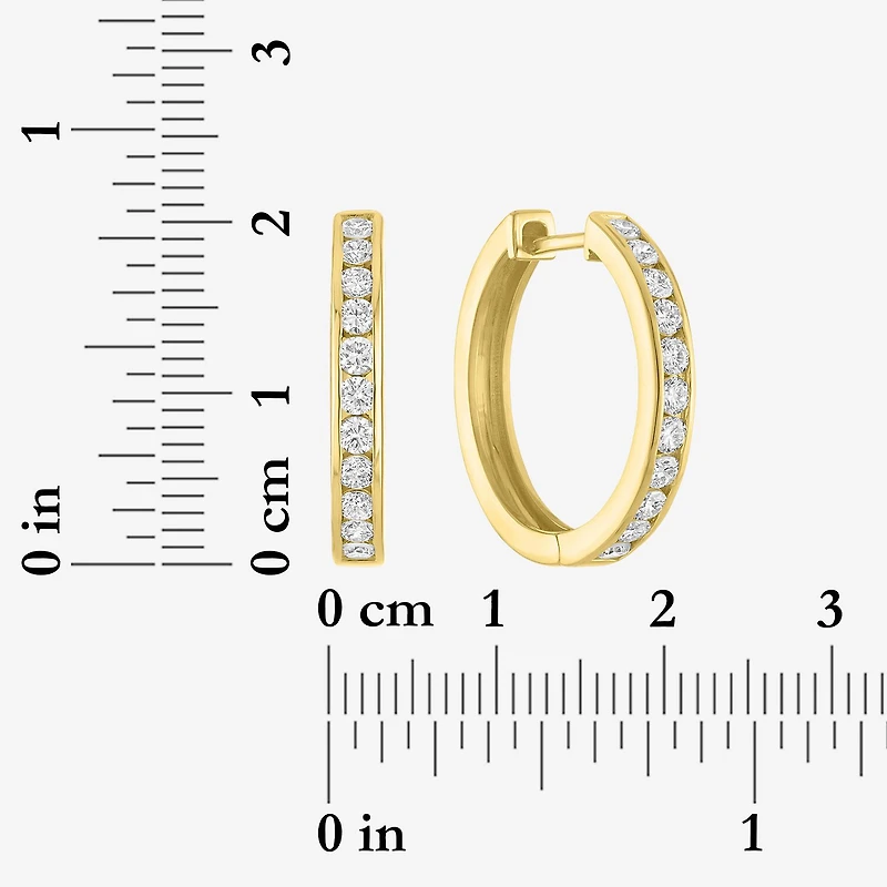 (G-H / Si2-I1) Womens 1 CT. T.W. Lab Grown White Diamond 14K Gold Over Brass 21.4mm Hoop Earrings