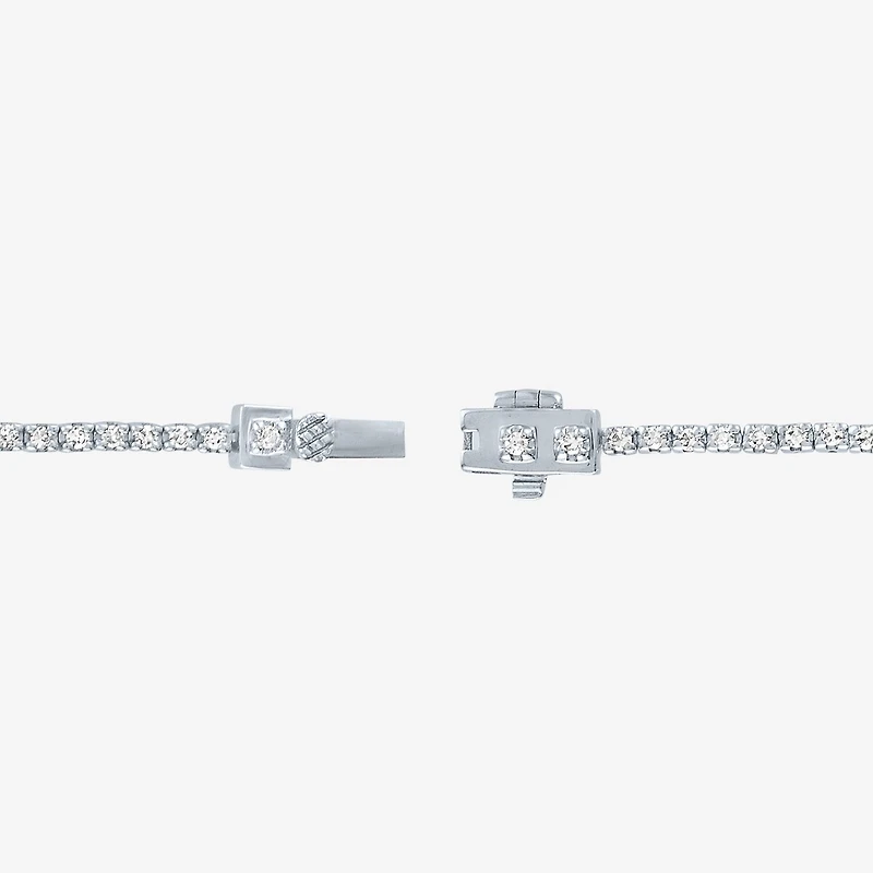 G-H / Si2-I1) Womens 1 CT. T.W. Lab Grown White Diamond Pure Silver Over Brass 7.25 Inch Tennis Bracelet