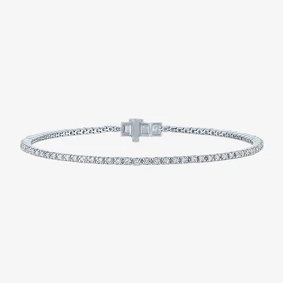 G-H / Si2-I1) Womens 1 CT. T.W. Lab Grown White Diamond Pure Silver Over Brass 7.25 Inch Tennis Bracelet