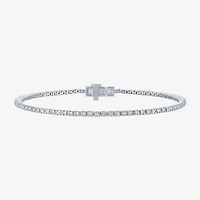 G-H / Si2-I1) Womens 1 CT. T.W. Lab Grown White Diamond Pure Silver Over Brass 7.25 Inch Tennis Bracelet