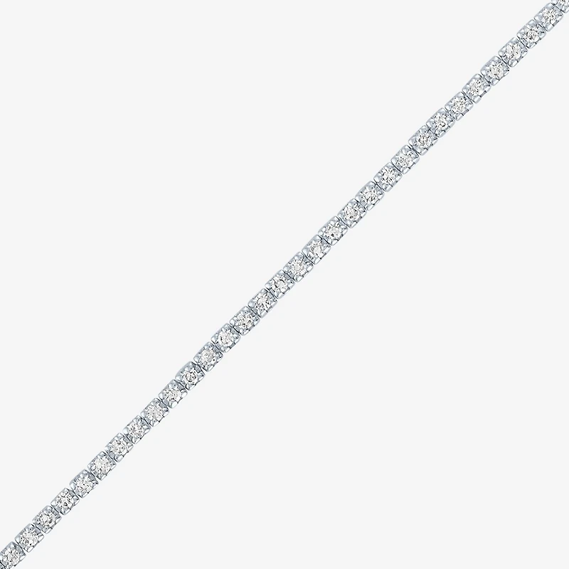 G-H / Si2-I1) Womens 1 CT. T.W. Lab Grown White Diamond Pure Silver Over Brass 7.25 Inch Tennis Bracelet