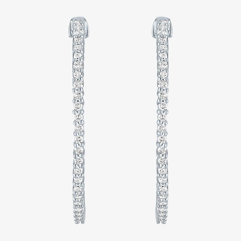 (G-H / Si2-I1) Womens 1 CT. T.W. Lab Grown White Diamond 31mm Hoop Earrings