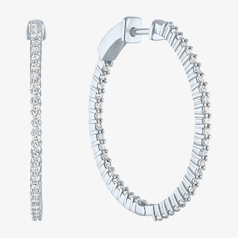 (G-H / Si2-I1) Womens 1 CT. T.W. Lab Grown White Diamond 31mm Hoop Earrings